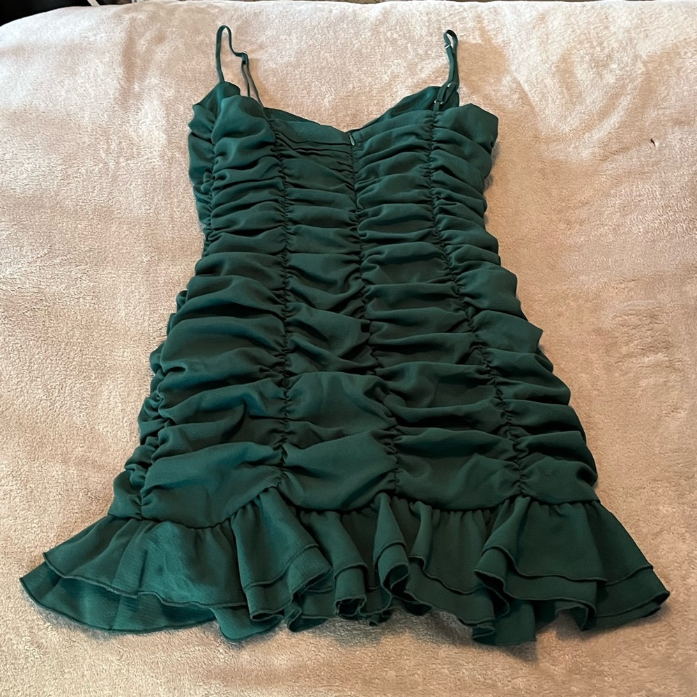 Lucy in the Sky Ruched Bodycon Dress in Green